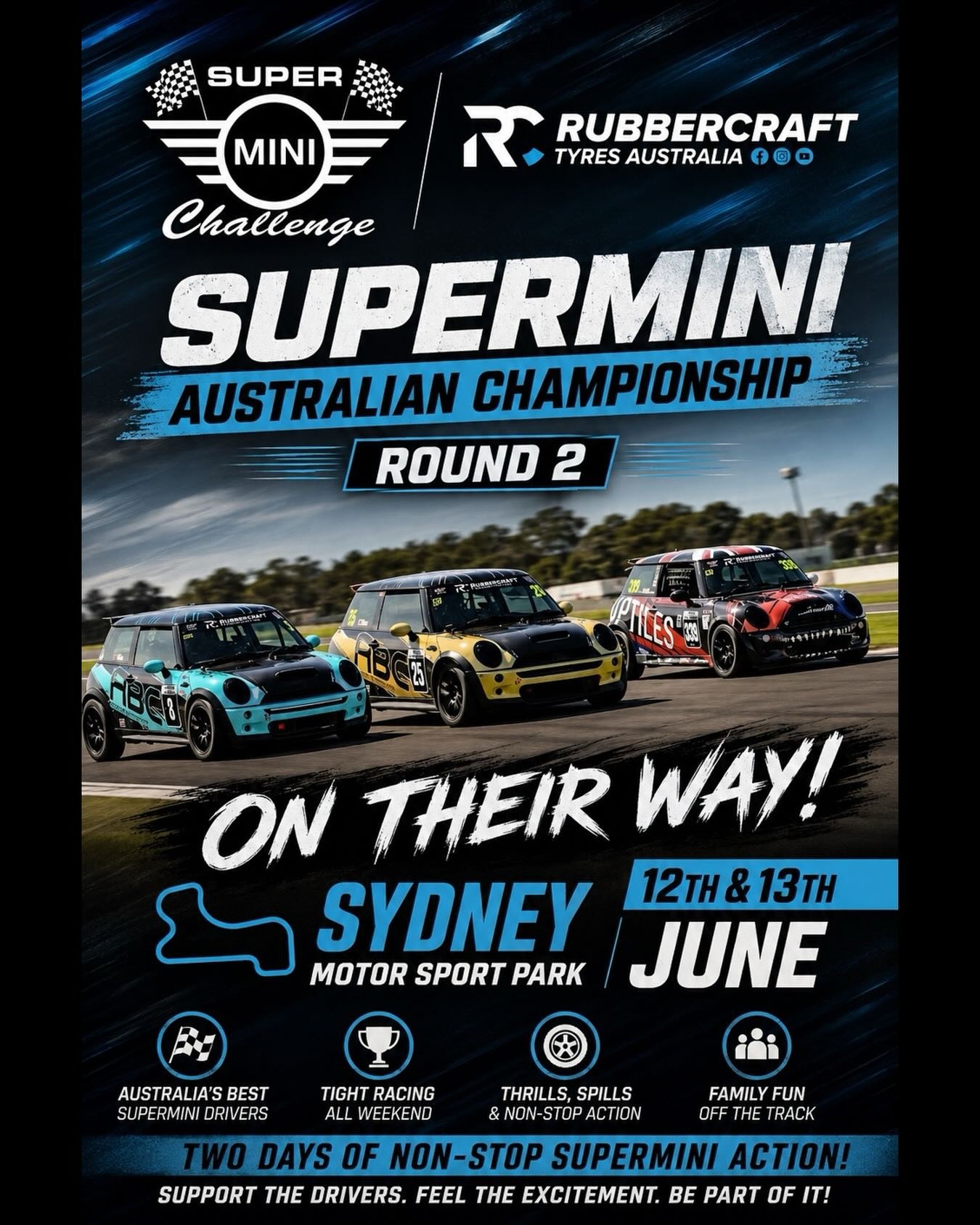 Supermini Australian Championship Round 2 — Euro spectator event in Sydney, NSW on Friday 12 June 2026