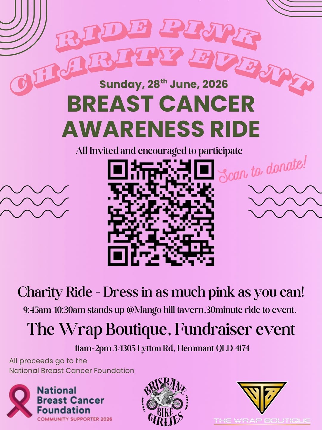 Ride Pink Charity Event — car meet in Brisbane, QLD on Sunday 28 June 2026