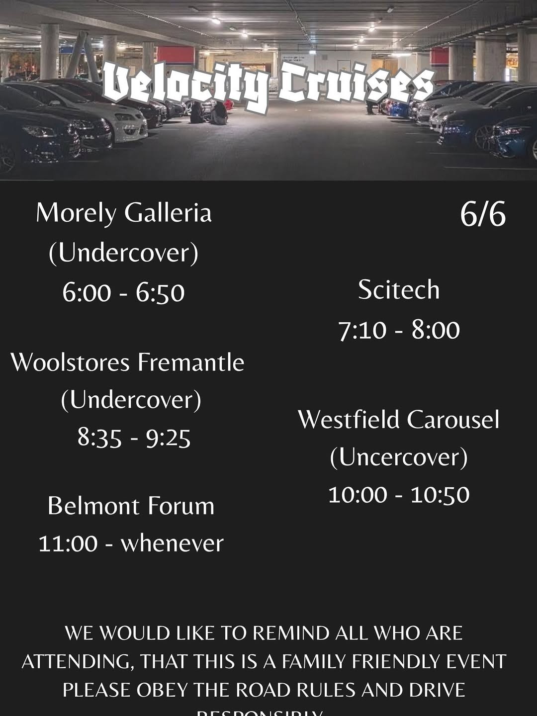 Velocity Cruises — car meet in Perth, WA on Saturday 6 June 2026