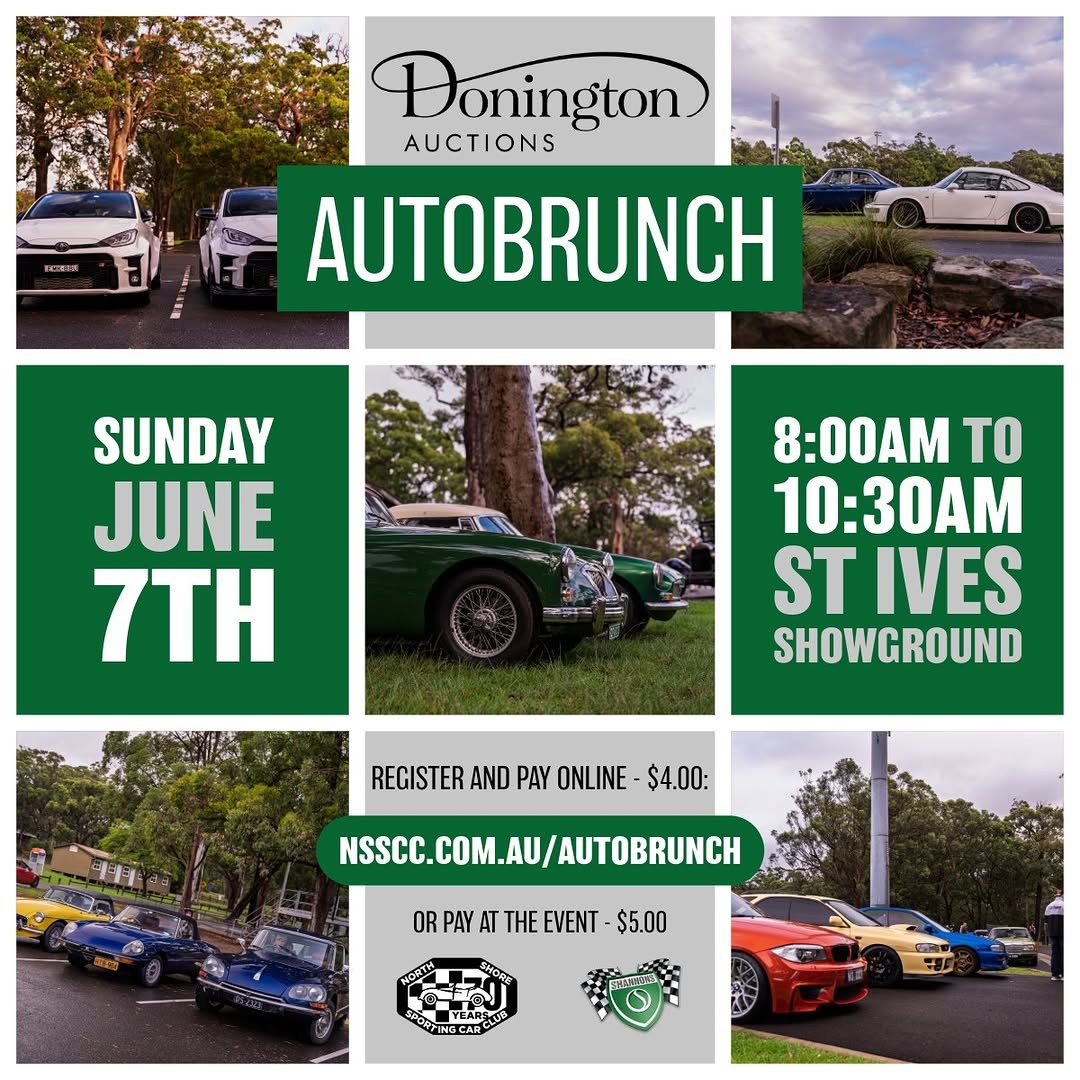 Donington Auctions AutoBrunch — Classic/JDM car meet in Sydney, NSW on Sunday 7 June 2026