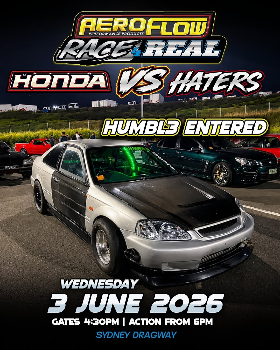 Race 4 Real: Honda vs Haters — JDM/Muscle track day in Sydney, NSW on Wednesday 3 June 2026