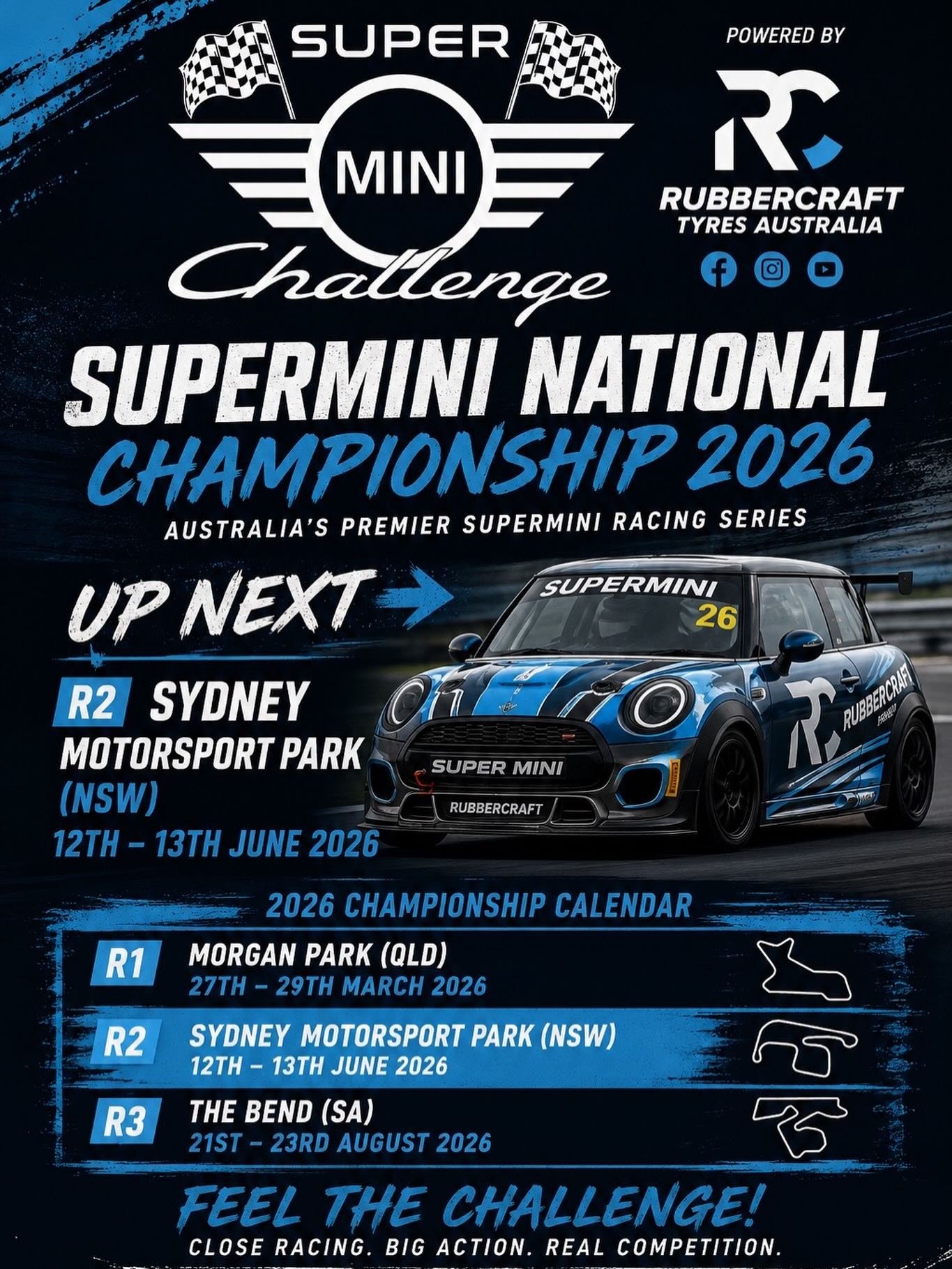 Supermini National Championship 2026 - Round 2 — track day in Sydney, NSW on Friday 12 June 2026