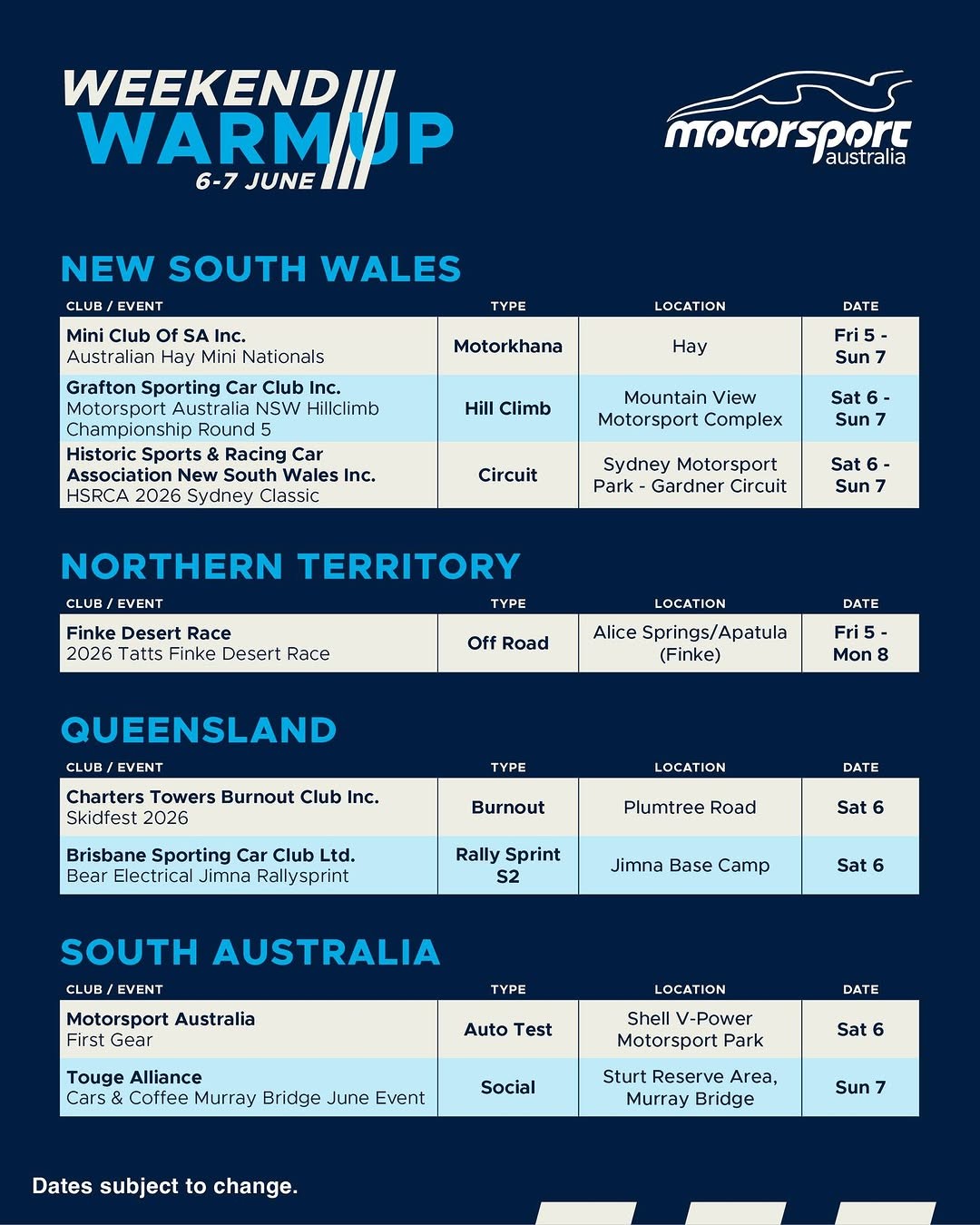 2026 Tatts Finke Desert Race — 4x4 spectator event in Darwin, NT on Friday 5 June 2026