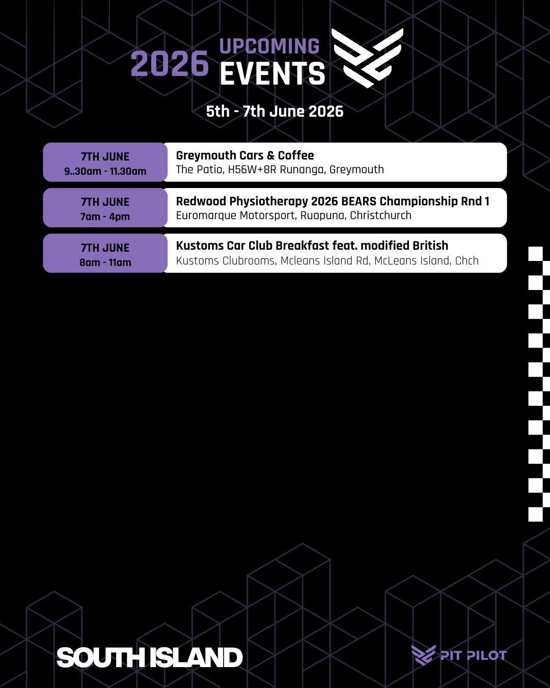 Greymouth Cars & Coffee — car meet in International on Sunday 7 June 2026
