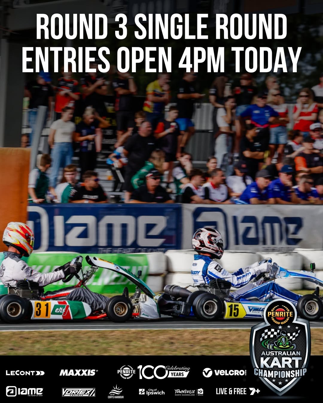 Penrite Australian Kart Championship Round 3 — track day in Townsville, QLD on Friday 3 July 2026