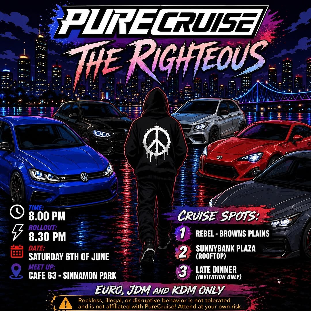 PureCruise: The Righteous — Euro/JDM car meet in Brisbane, QLD on Saturday 6 June 2026
