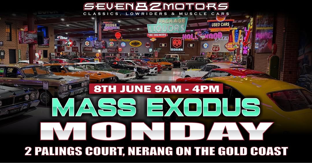 Mass Exodus Monday — Classic/Muscle car meet in Gold Coast, QLD on Monday 8 June 2026