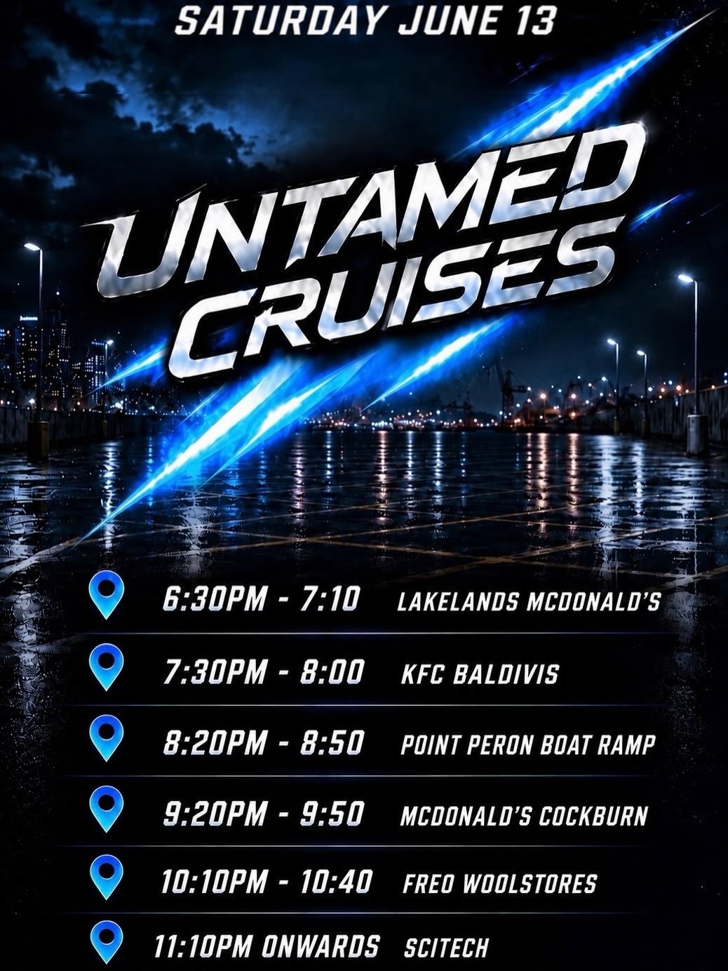 Untamed Cruises — Muscle car meet in Perth, WA on Saturday 13 June 2026