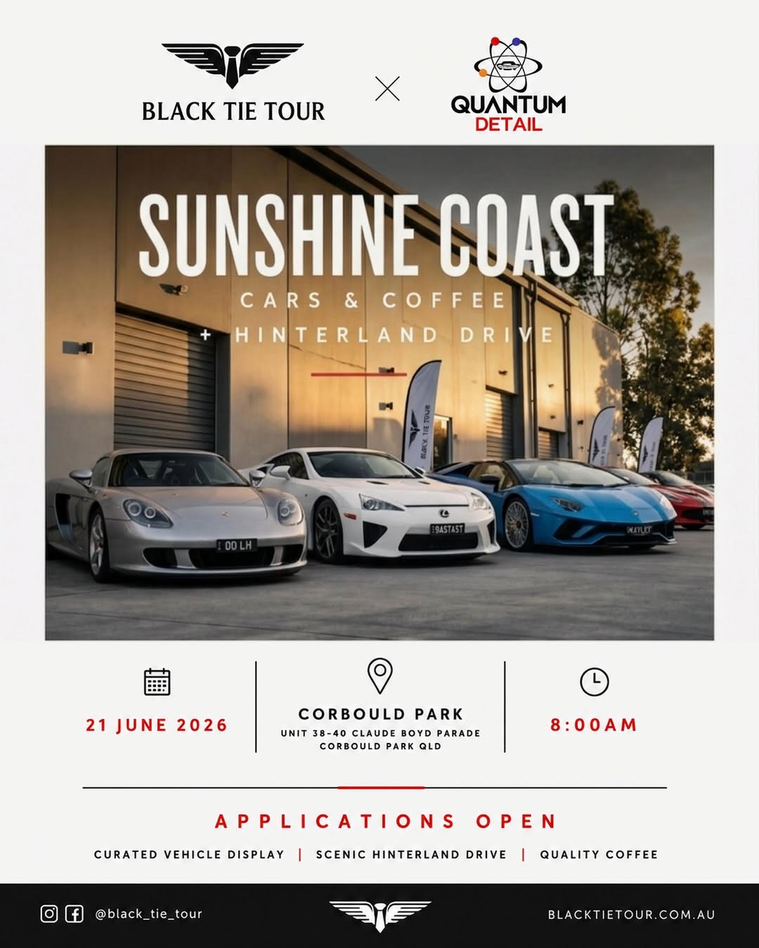 Sunshine Coast Cars & Coffee + Hinterland Drive — Euro/Exotic car meet in Sunshine Coast, QLD on Sunday 21 June 2026