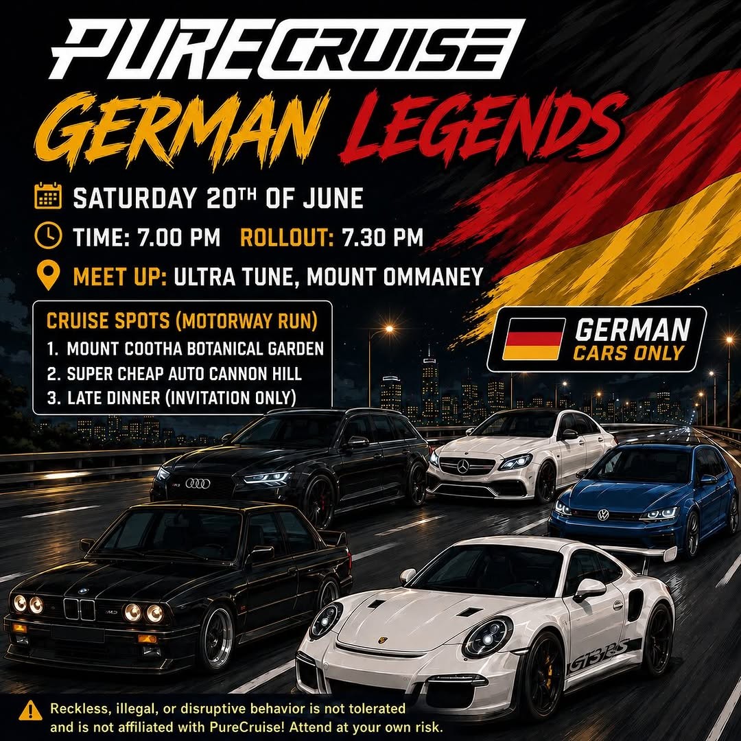 German Legends — Euro car meet in Brisbane, QLD on Saturday 20 June 2026