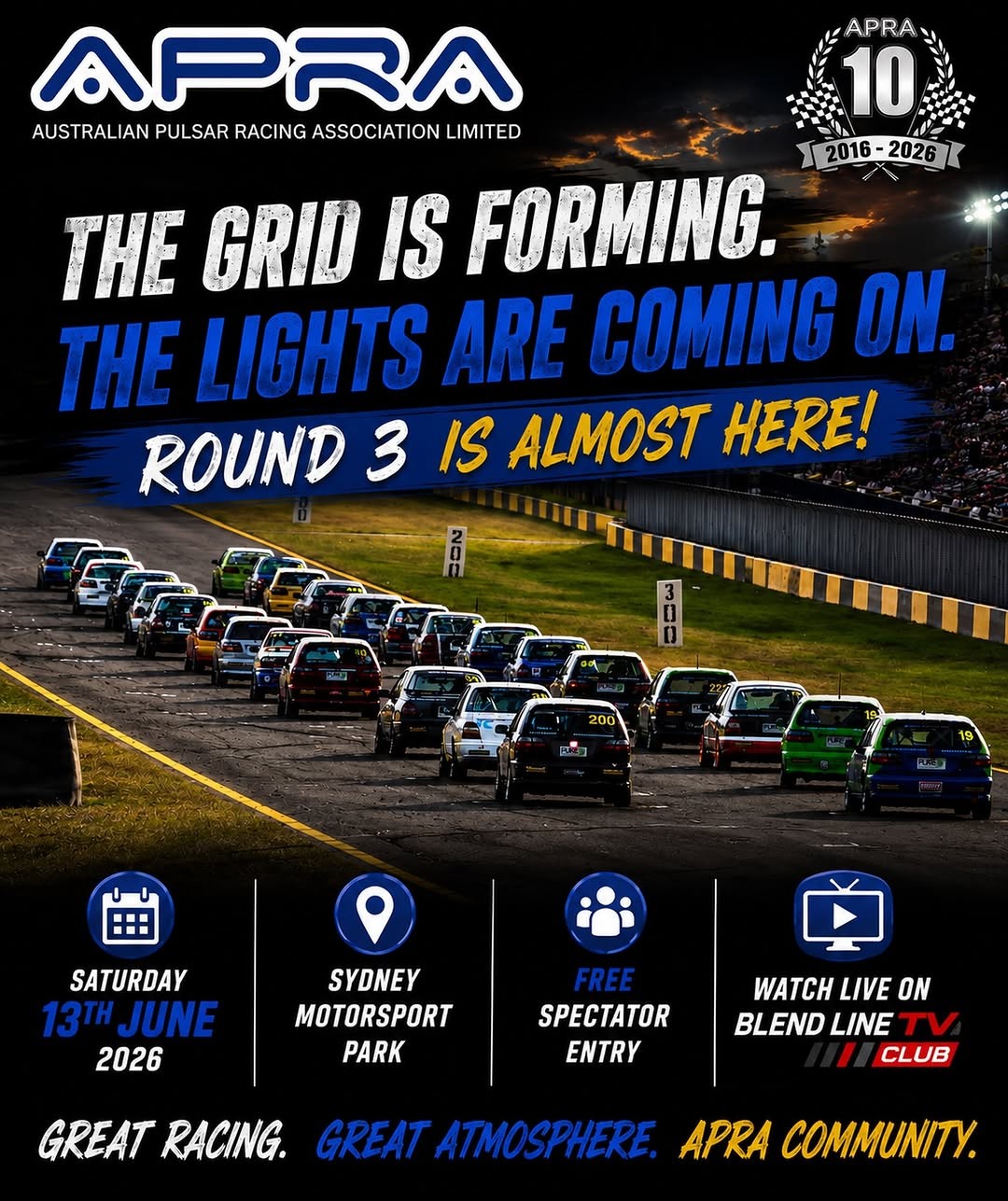 APRA Round 3 — JDM spectator event in Sydney, NSW on Saturday 13 June 2026