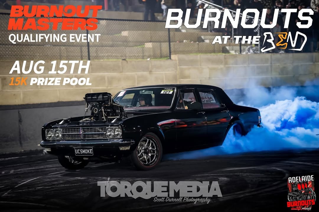 Burnouts at The Bend — Muscle spectator event in Adelaide, SA on Saturday 15 August 2026