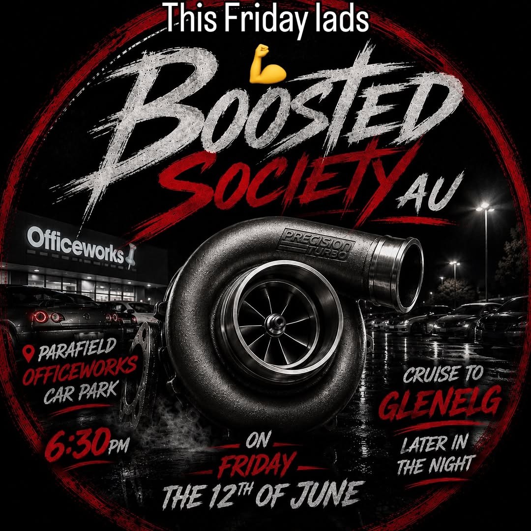Boosted Society AU Meet & Cruise — JDM car meet in Adelaide, SA on Friday 12 June 2026
