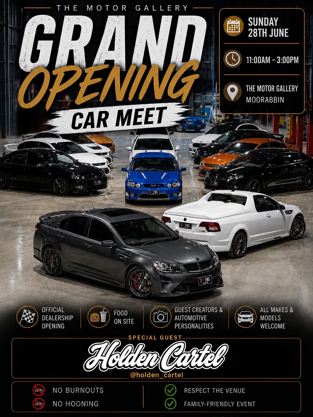 The Motor Gallery Grand Opening Car Meet — Muscle car meet in Melbourne, VIC on Sunday 28 June 2026