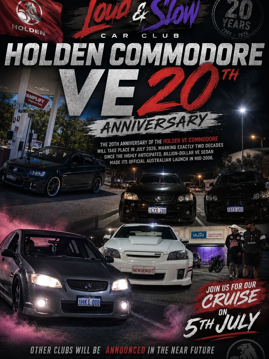 Holden Commodore VE 20th Anniversary Cruise — Muscle/Stance car meet in Perth, WA on Sunday 5 July 2026