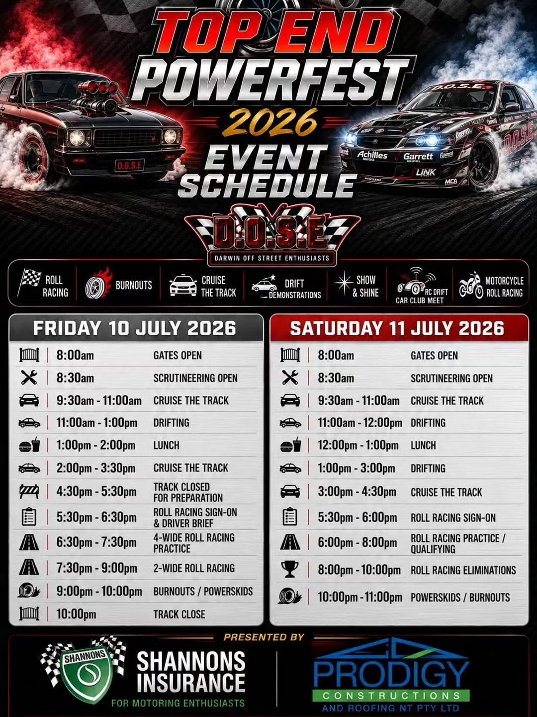 Top End Powerfest 2026 — JDM/Muscle spectator event in Darwin, NT on Friday 10 July 2026