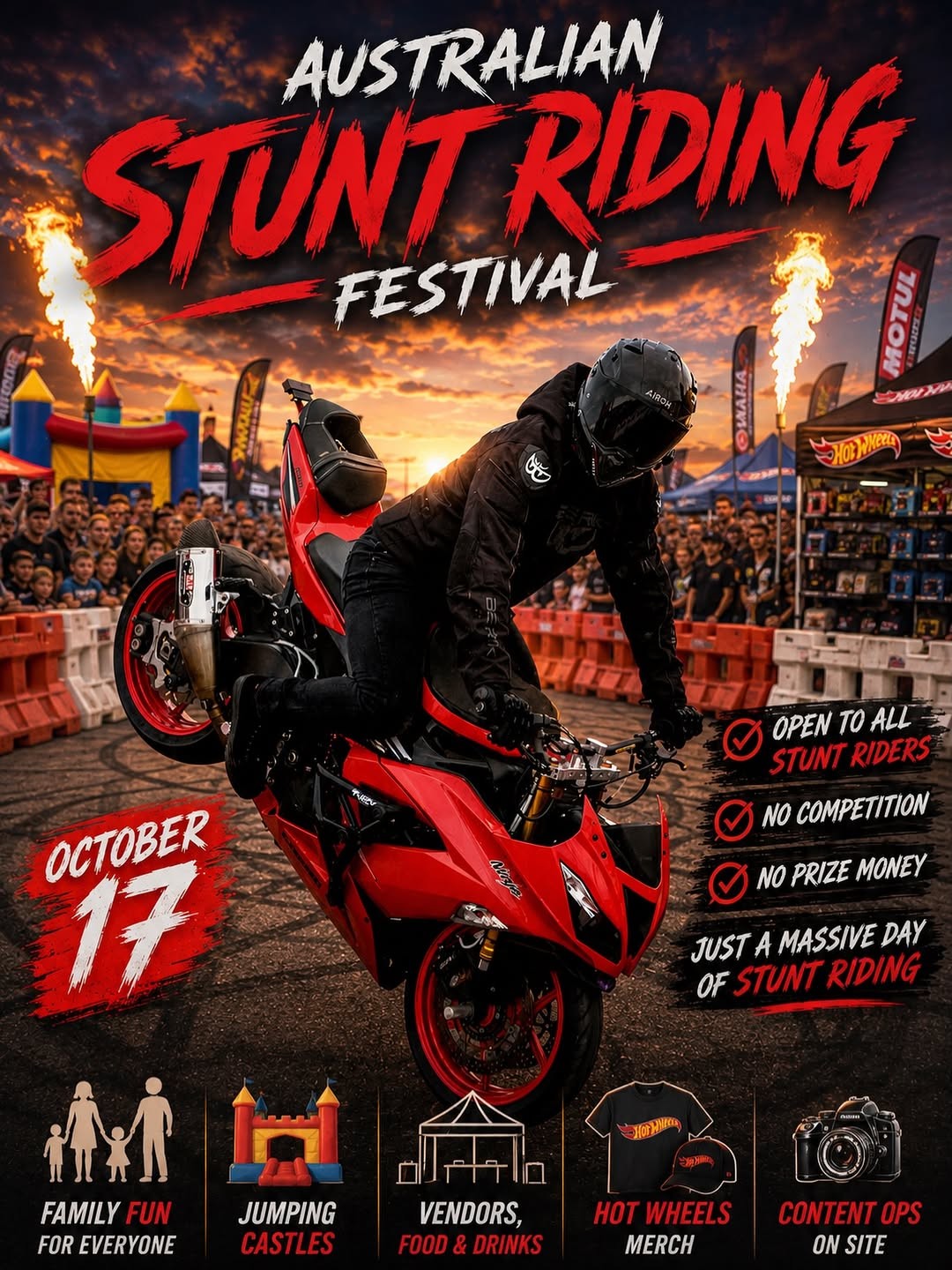 Australian Stunt Riding Festival — JDM spectator event in Brisbane, QLD on Saturday 17 October 2026