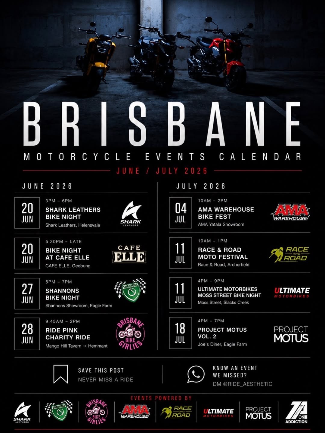 Shark Leathers Bike Night — car meet in Gold Coast, QLD on Saturday 20 June 2026