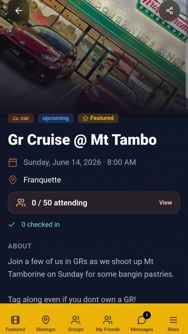 Gr Cruise @ Mt Tambo — JDM car meet in Brisbane, QLD on Sunday 14 June 2026