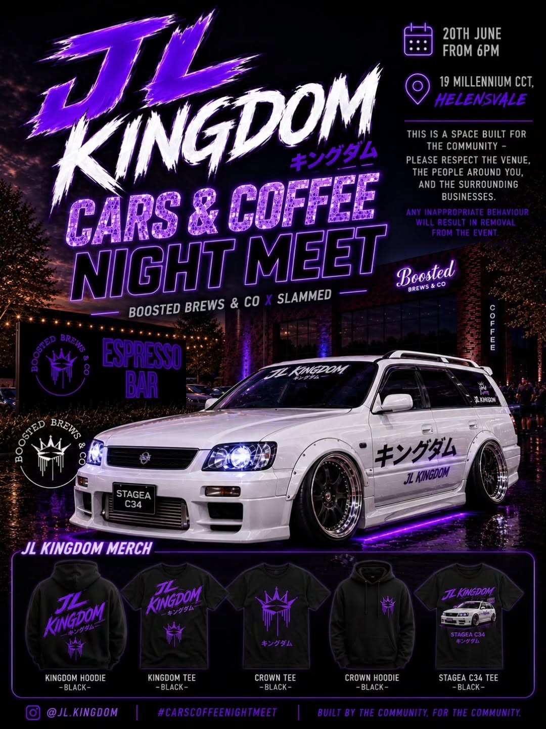 JL Kingdom Cars & Coffee Night Meet — JDM/Stance car meet in Gold Coast, QLD on Saturday 20 June 2026
