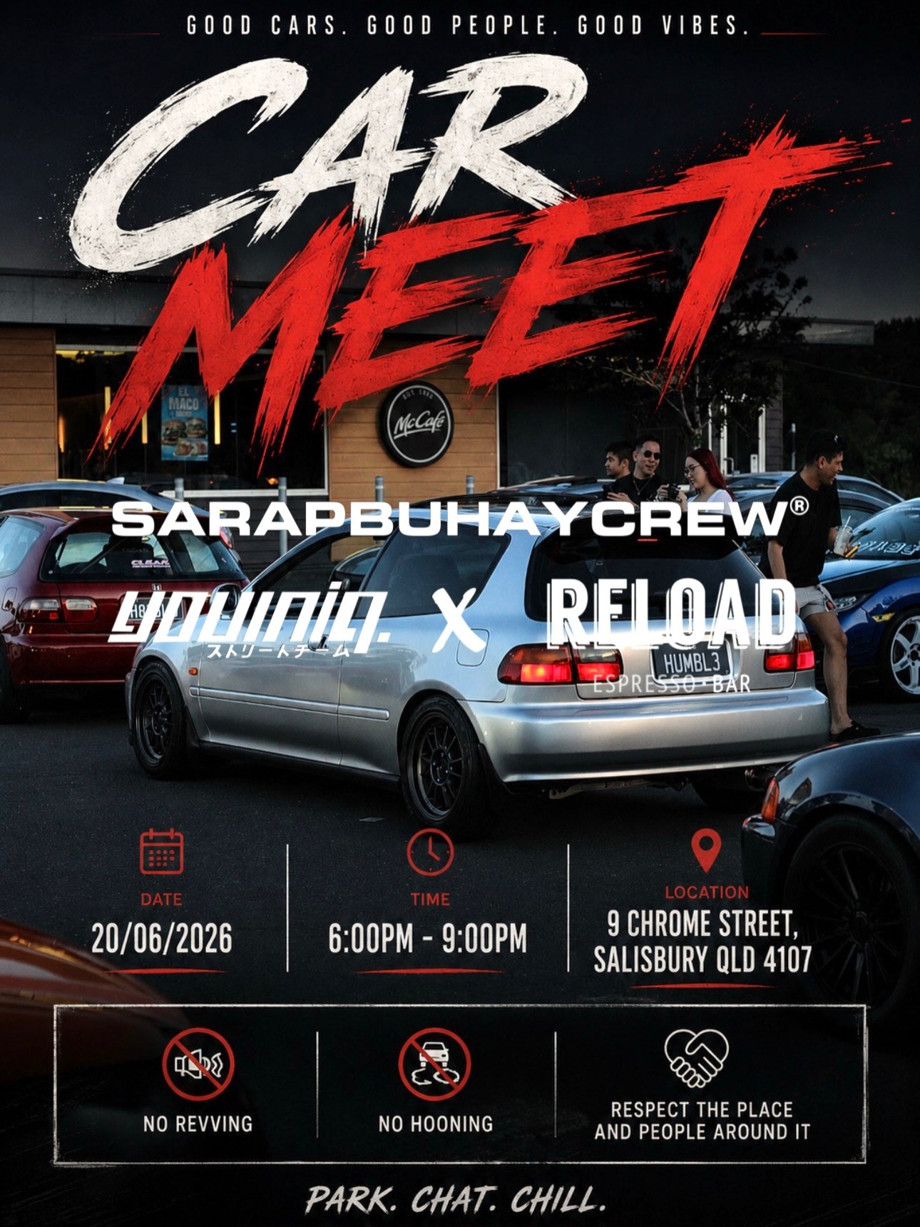 Sarap Buhay Crew x Youniq x Reload Car Meet — JDM car meet in Brisbane, QLD on Saturday 20 June 2026