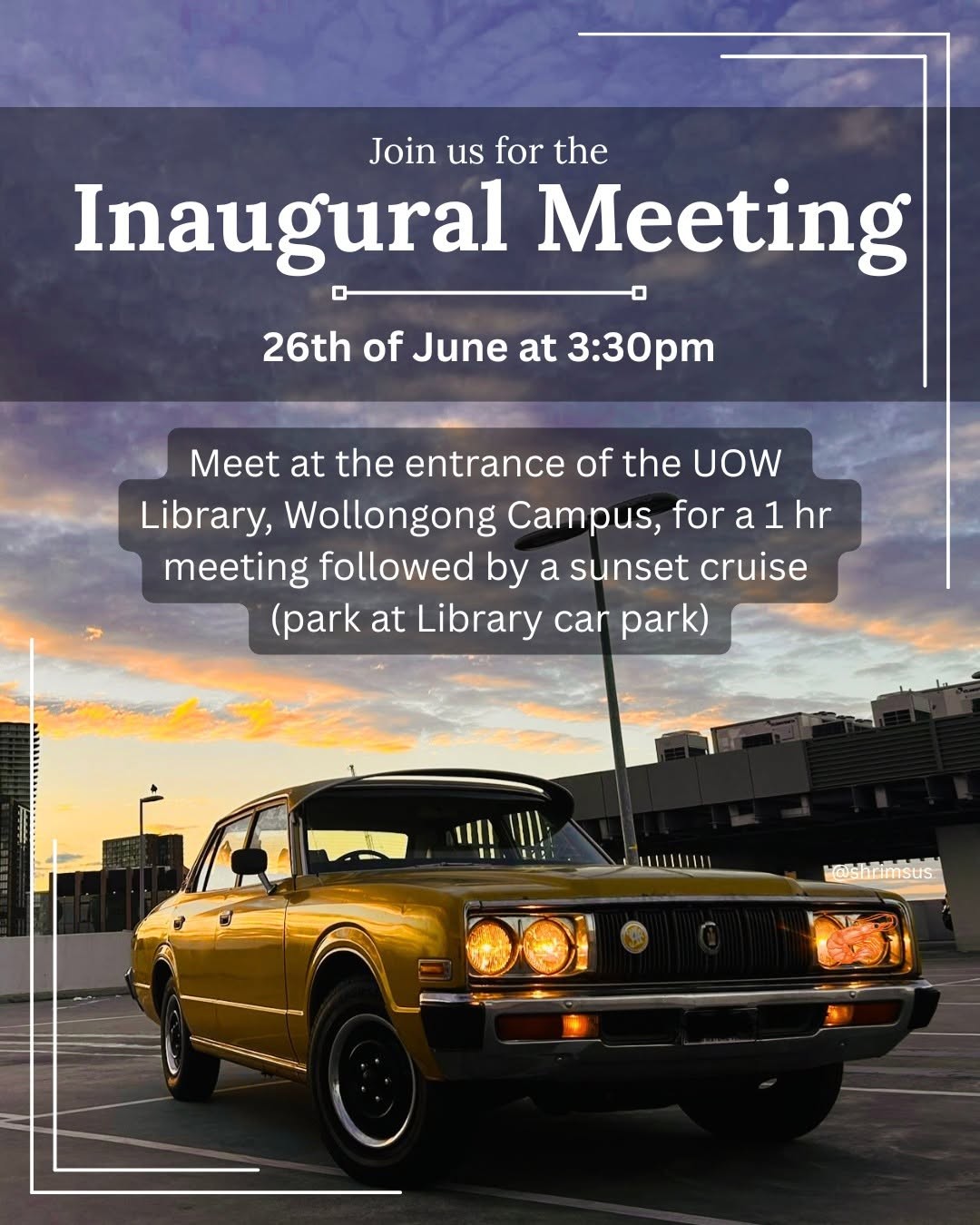 Inaugural Meeting — car meet in Wollongong, NSW on Friday 26 June 2026