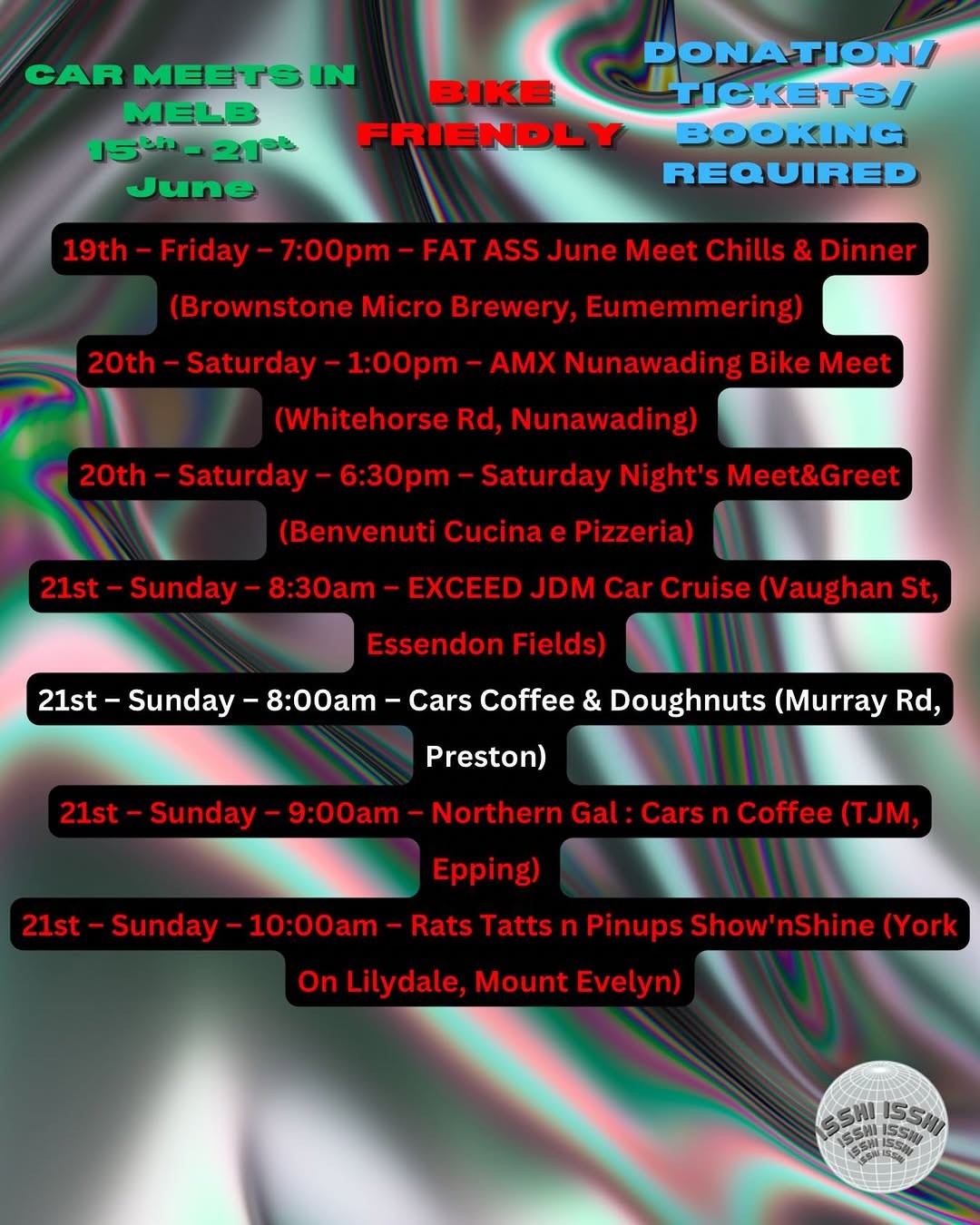 FAT ASS June Meet Chills & Dinner — car meet in Melbourne, VIC on Friday 19 June 2026