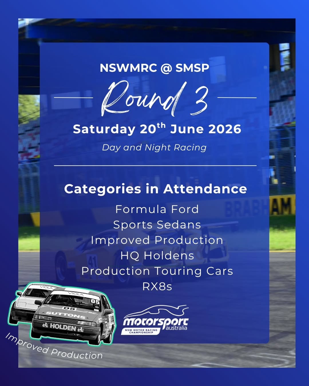 NSWMRC @ SMSP Round 3 — Muscle/JDM spectator event in Sydney, NSW on Saturday 20 June 2026