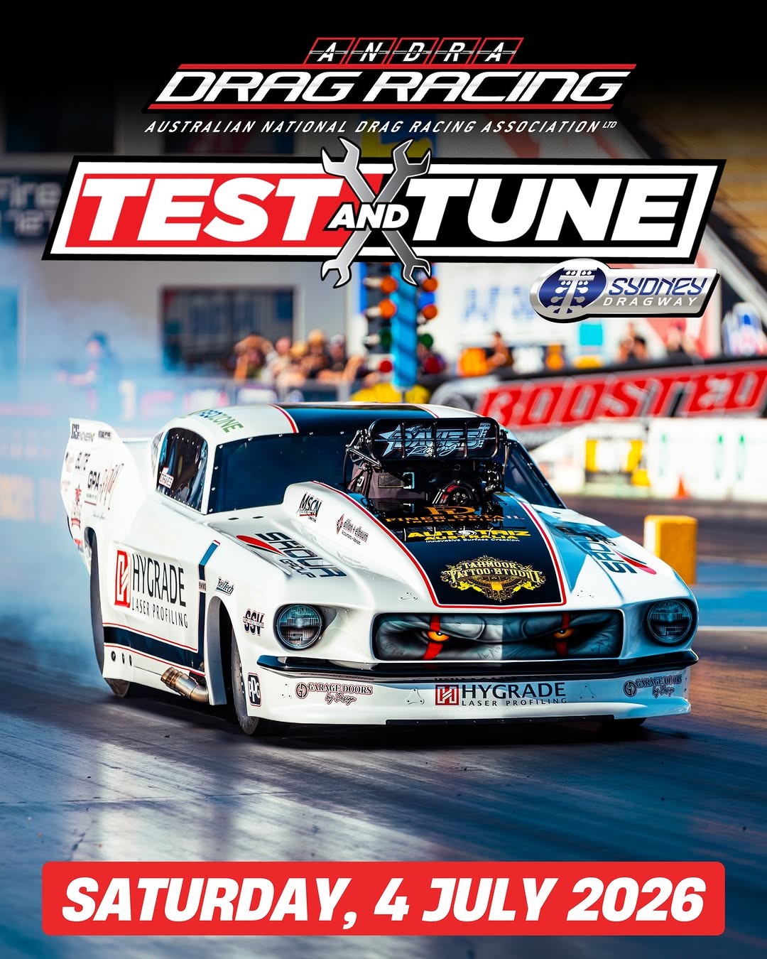 ANDRA Sanctioned Test & Tune — Muscle track day in Sydney, NSW on Saturday 4 July 2026