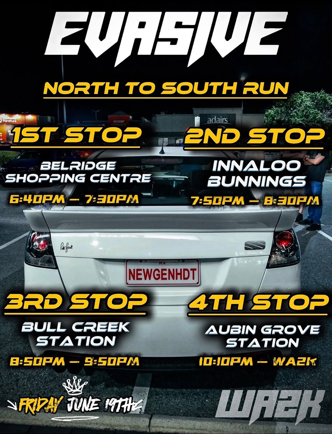 North to South Run — JDM car meet in Perth, WA on Friday 19 June 2026