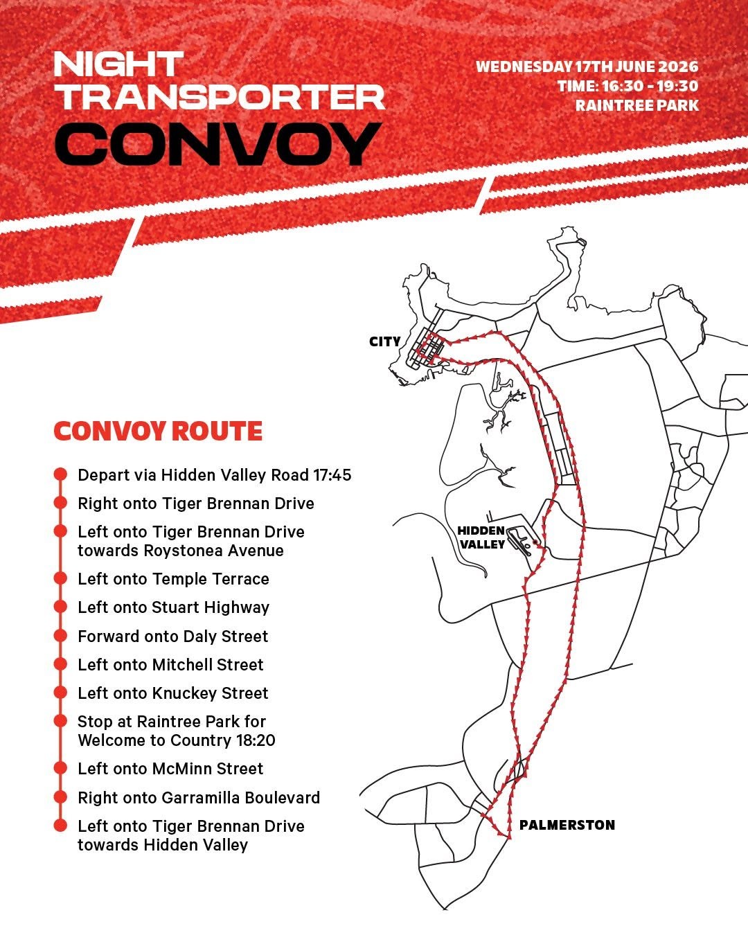 Night Transporter Convoy — Exotic/Muscle spectator event in Darwin, NT on Wednesday 17 June 2026