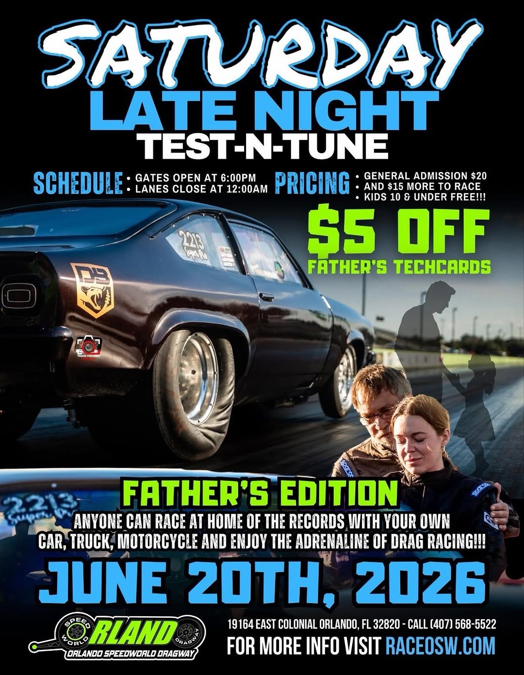 Saturday Late Night Test-N-Tune Father's Edition — Muscle track day in International on Saturday 20 June 2026