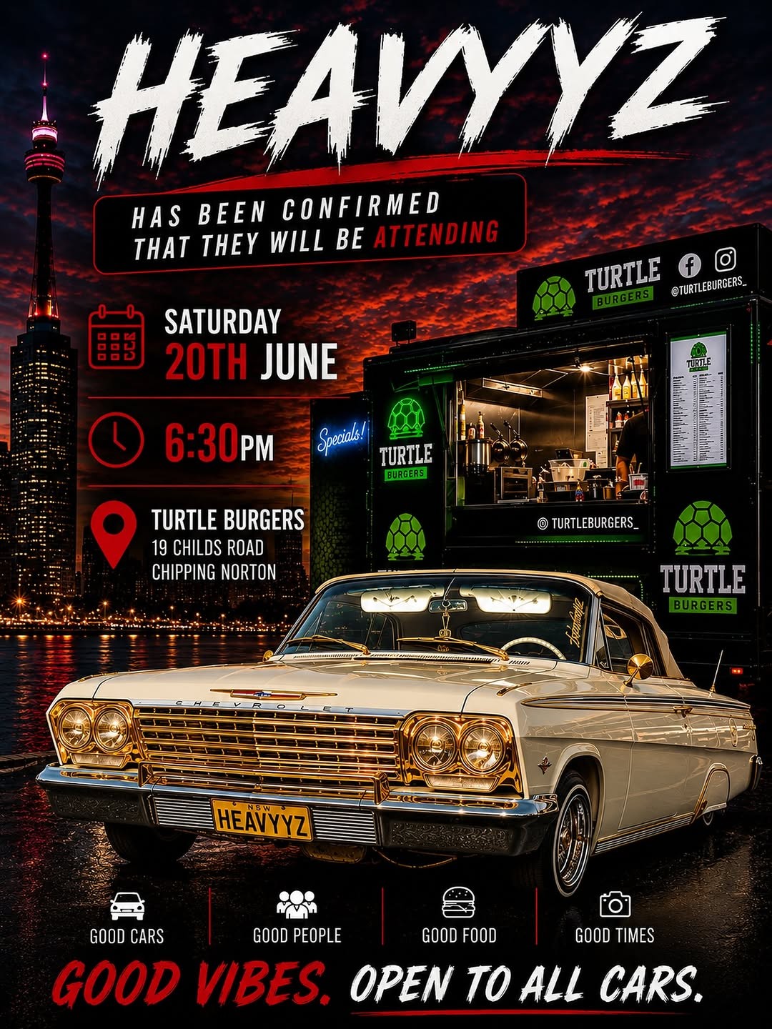Heavyyz at Turtle Burgers — Euro/Muscle car meet in Sydney, NSW on Saturday 20 June 2026