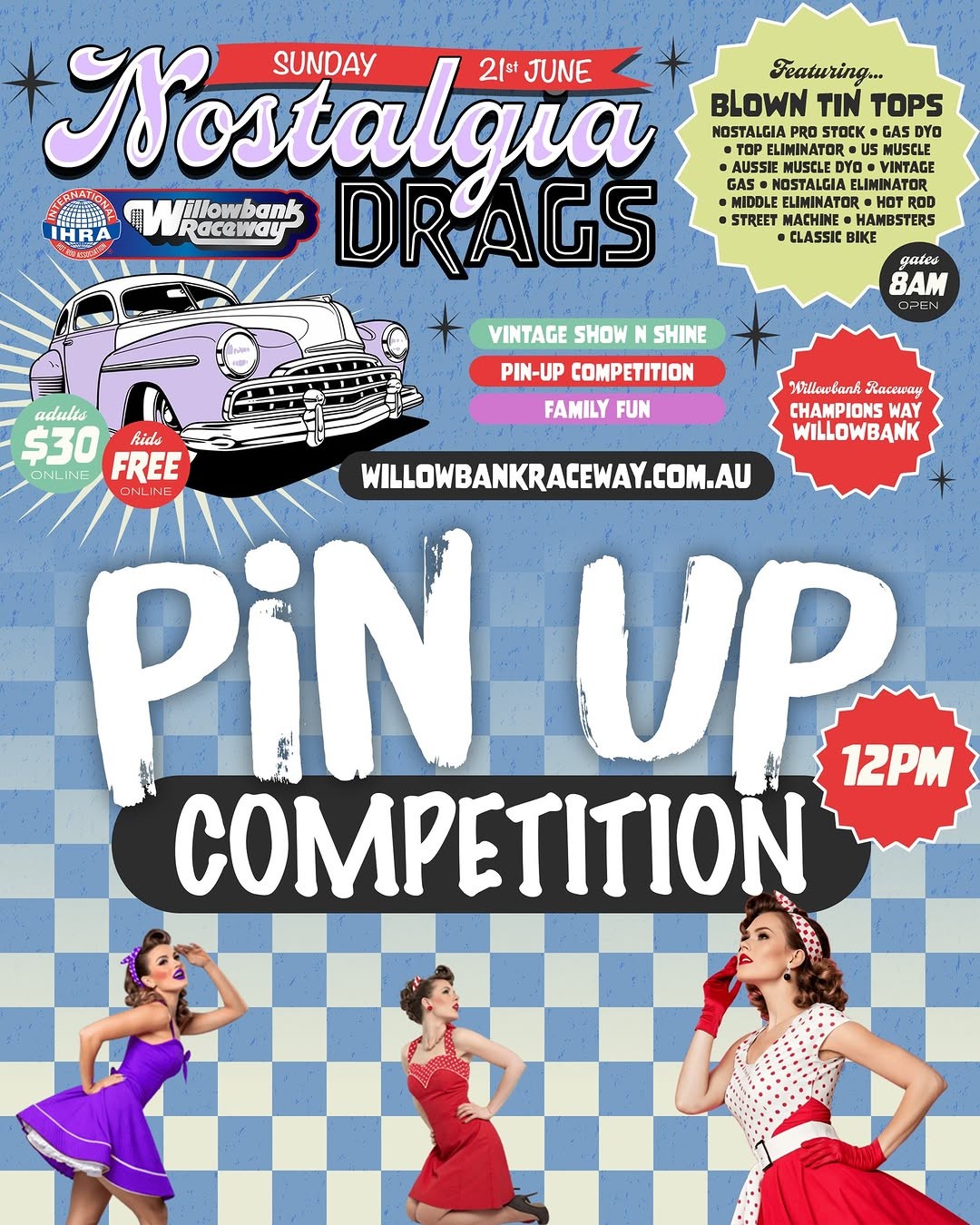 Nostalgia Drags — Classic/Muscle spectator event in Brisbane, QLD on Sunday 21 June 2026