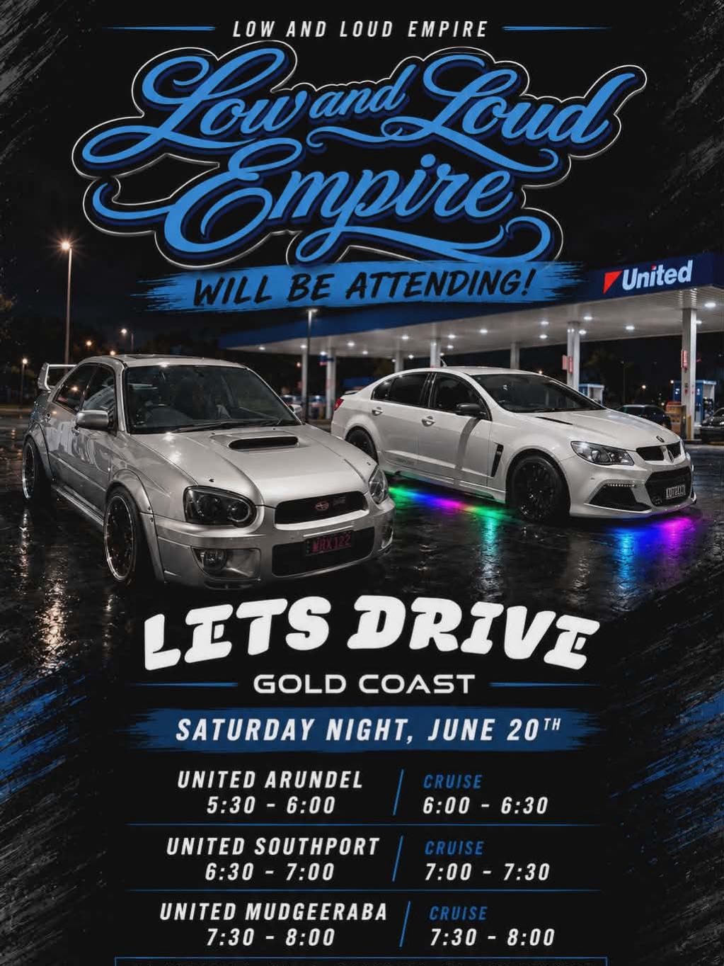 Lets Drive Gold Coast — Stance/JDM car meet in Gold Coast, QLD on Saturday 20 June 2026