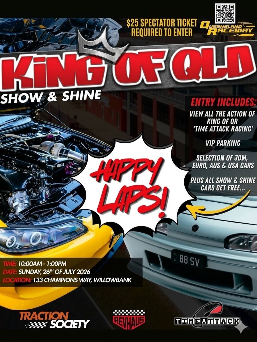 King of QLD Show & Shine — Euro/JDM car meet in Brisbane, QLD on Sunday 26 July 2026