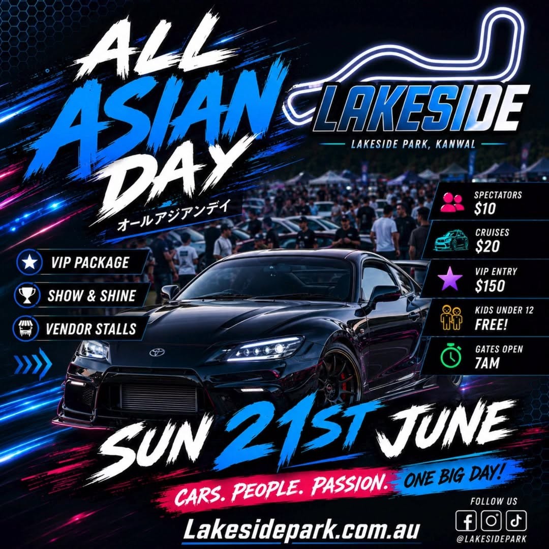 All Asian Day — JDM/Muscle spectator event in Brisbane, QLD on Sunday 21 June 2026