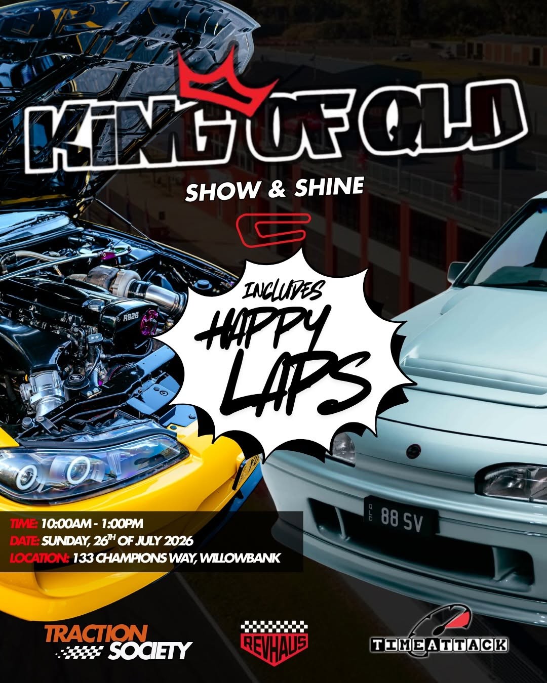 King of QLD Show & Shine — JDM/Euro car meet in Brisbane, QLD on Sunday 26 July 2026