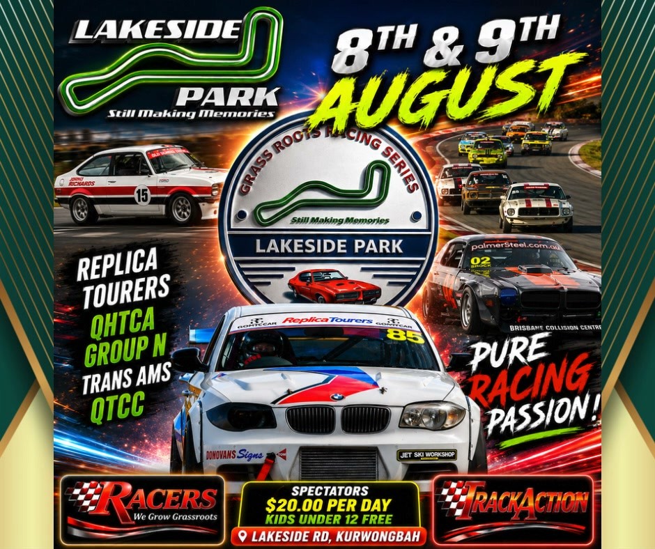 Grass Roots Racing Series — Muscle/Classic spectator event in Brisbane, QLD on Saturday 8 August 2026