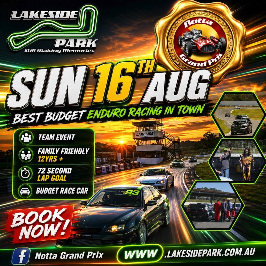 Notta Grand Prix — Muscle track day in Brisbane, QLD on Sunday 16 August 2026