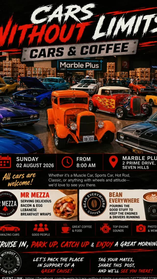 Cars & Coffee — Muscle/Classic car meet in Sydney, NSW on Sunday 2 August 2026
