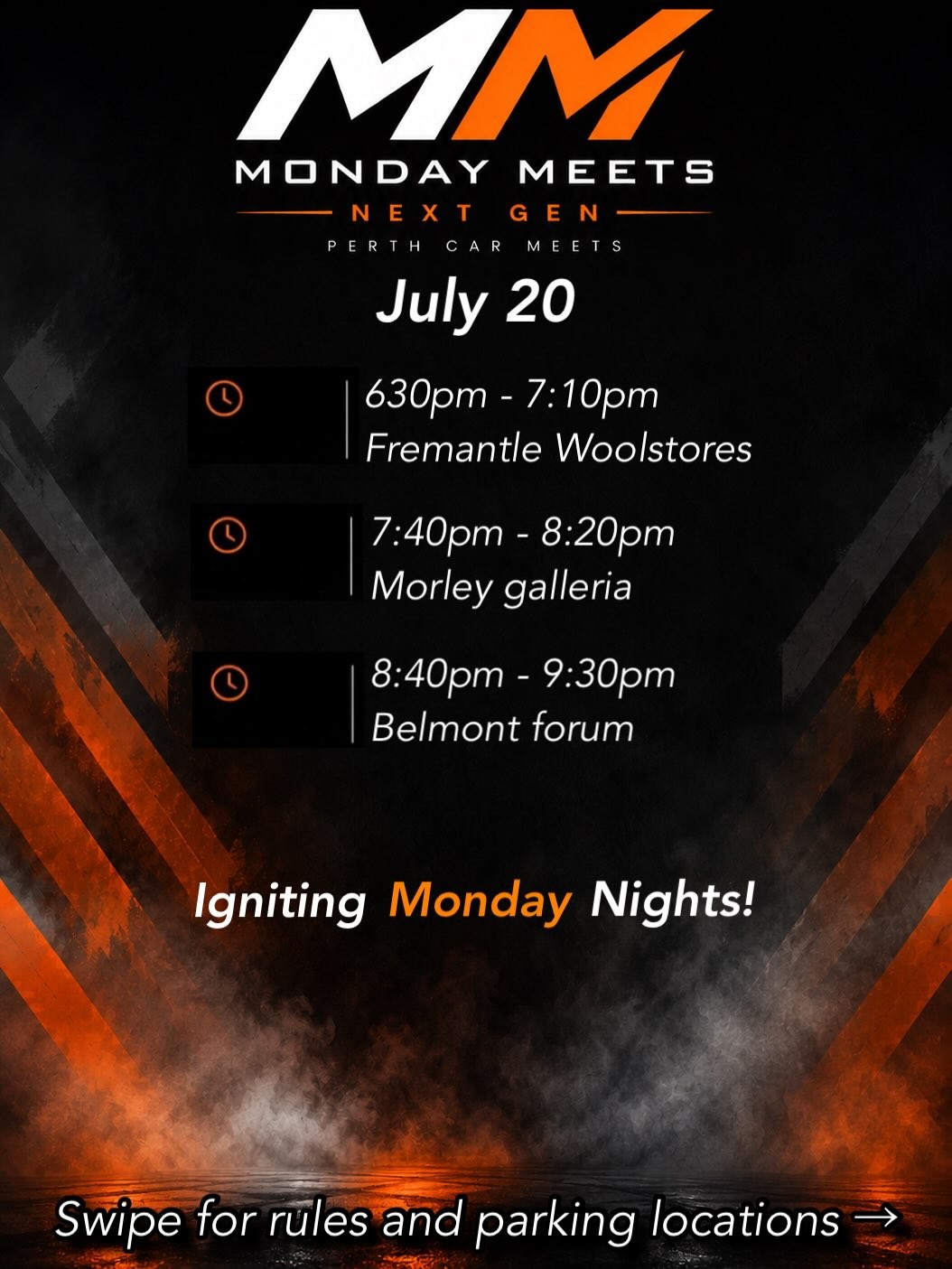 Monday Meets Next Gen — car meet in Perth, WA on Monday 20 July 2026