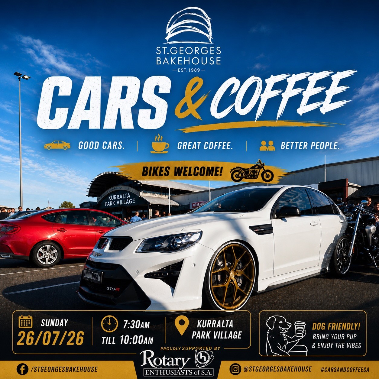 Cars & Coffee — Muscle car meet in Adelaide, SA on Sunday 26 July 2026