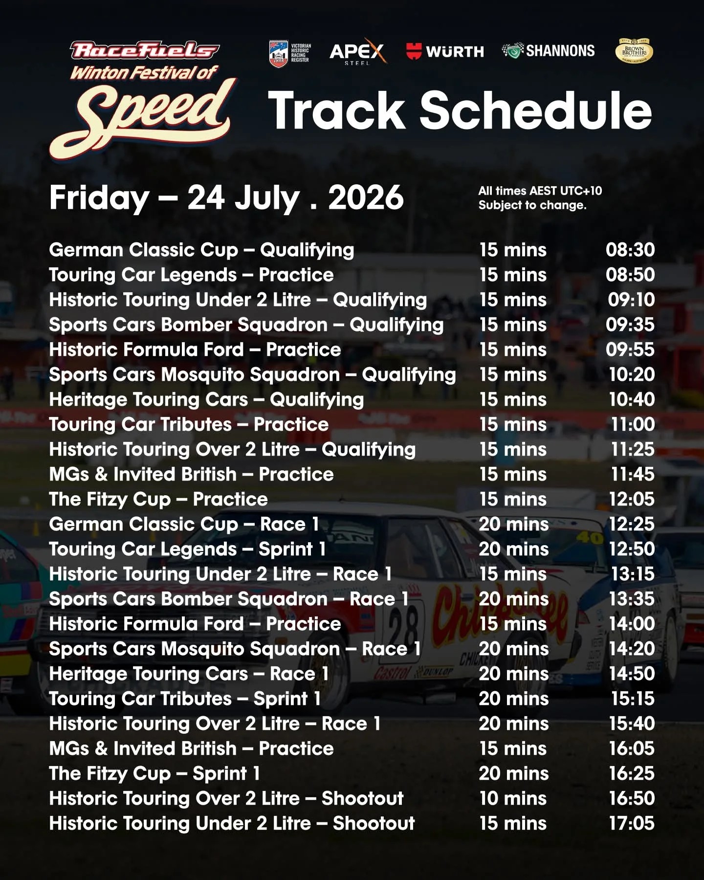 Winton Festival of Speed — Euro/Classic spectator event in Albury, VIC on Thursday 23 July 2026