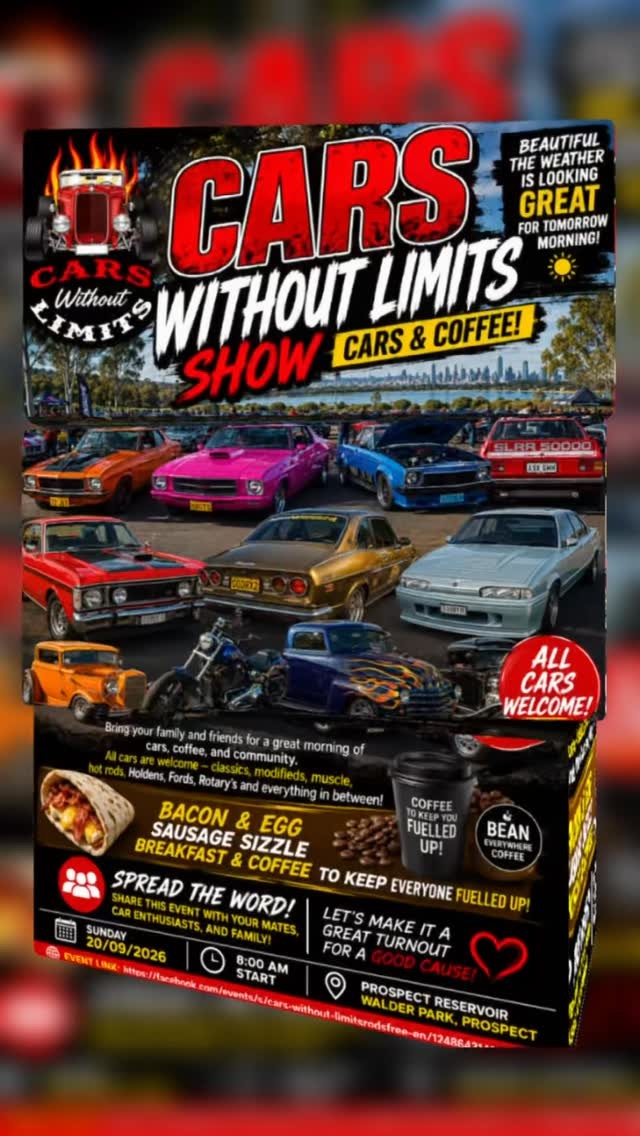 Cars Without Limits Show — Cars & Coffee! — Classic/Muscle car meet in Sydney, NSW on Sunday 20 September 2026