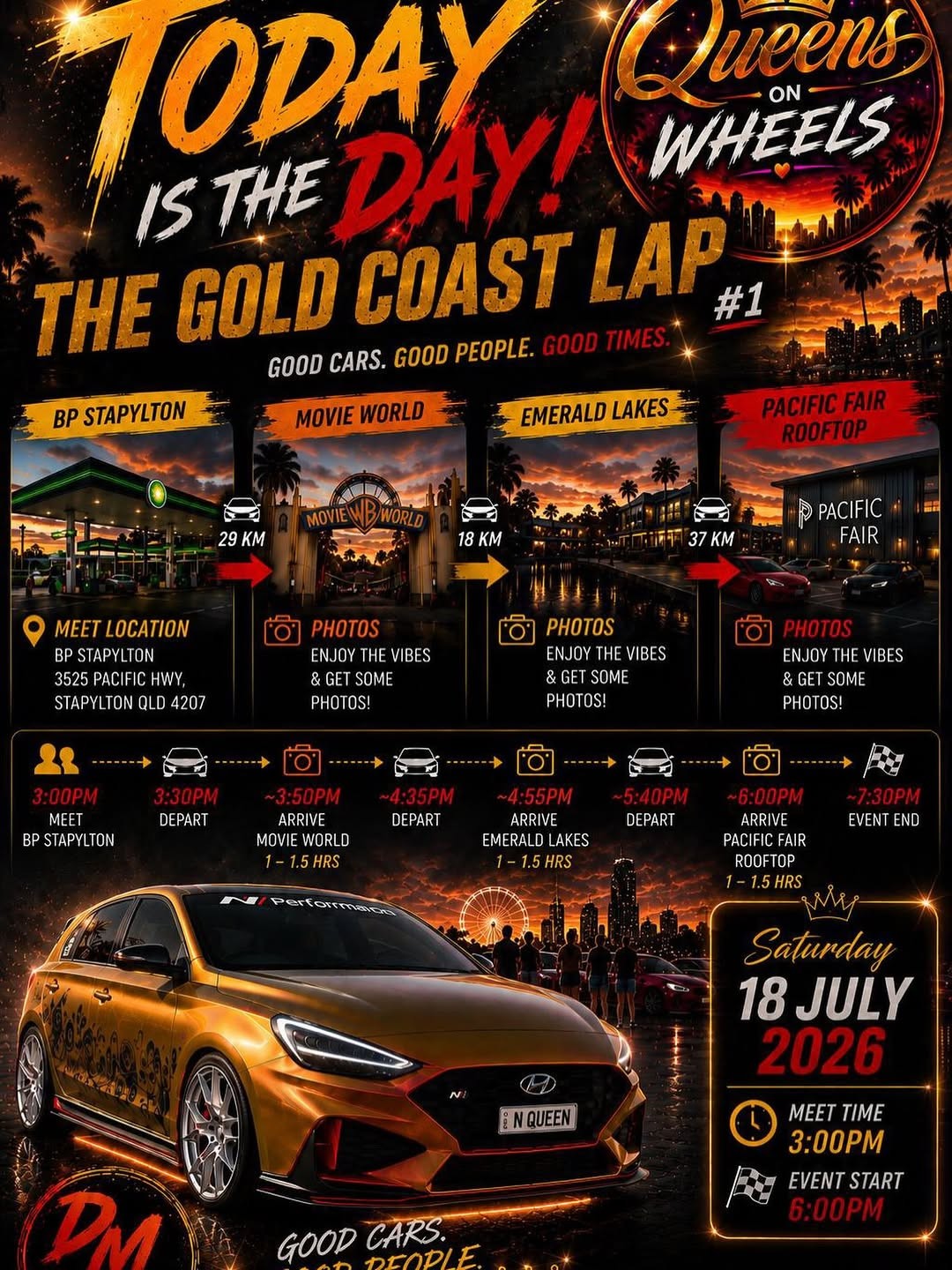 The Gold Coast Lap #1 — car meet in Gold Coast, QLD on Saturday 18 July 2026