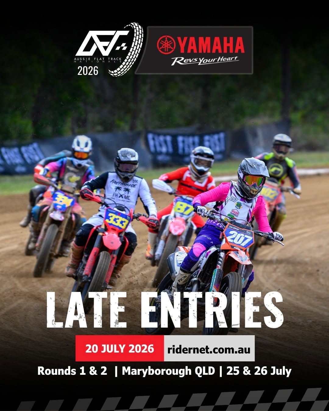 Aussie Flat Track Nationals - Rounds 1 & 2 — spectator event in Brisbane, QLD on Saturday 25 July 2026