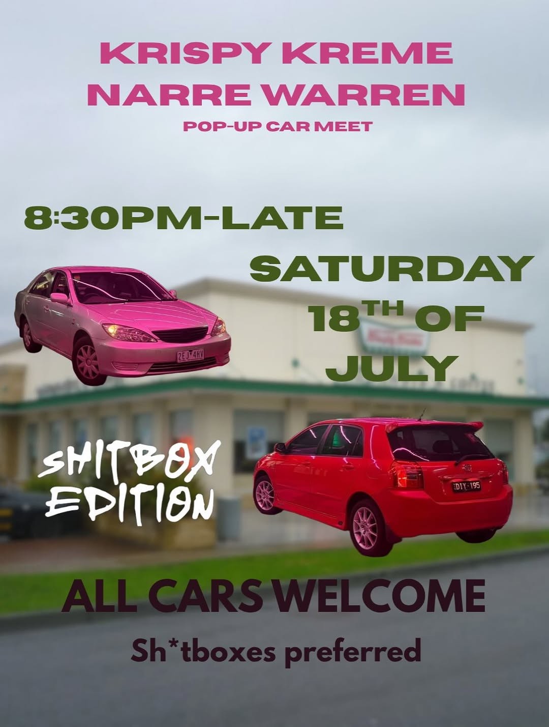 Krispy Kreme Narre Warren Pop-Up Car Meet — JDM car meet in Melbourne, VIC on Saturday 18 July 2026