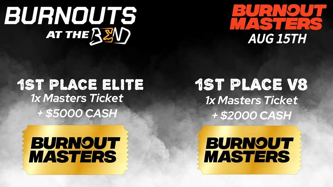 Burnouts at The Bend — Muscle spectator event in Adelaide, SA on Saturday 15 August 2026