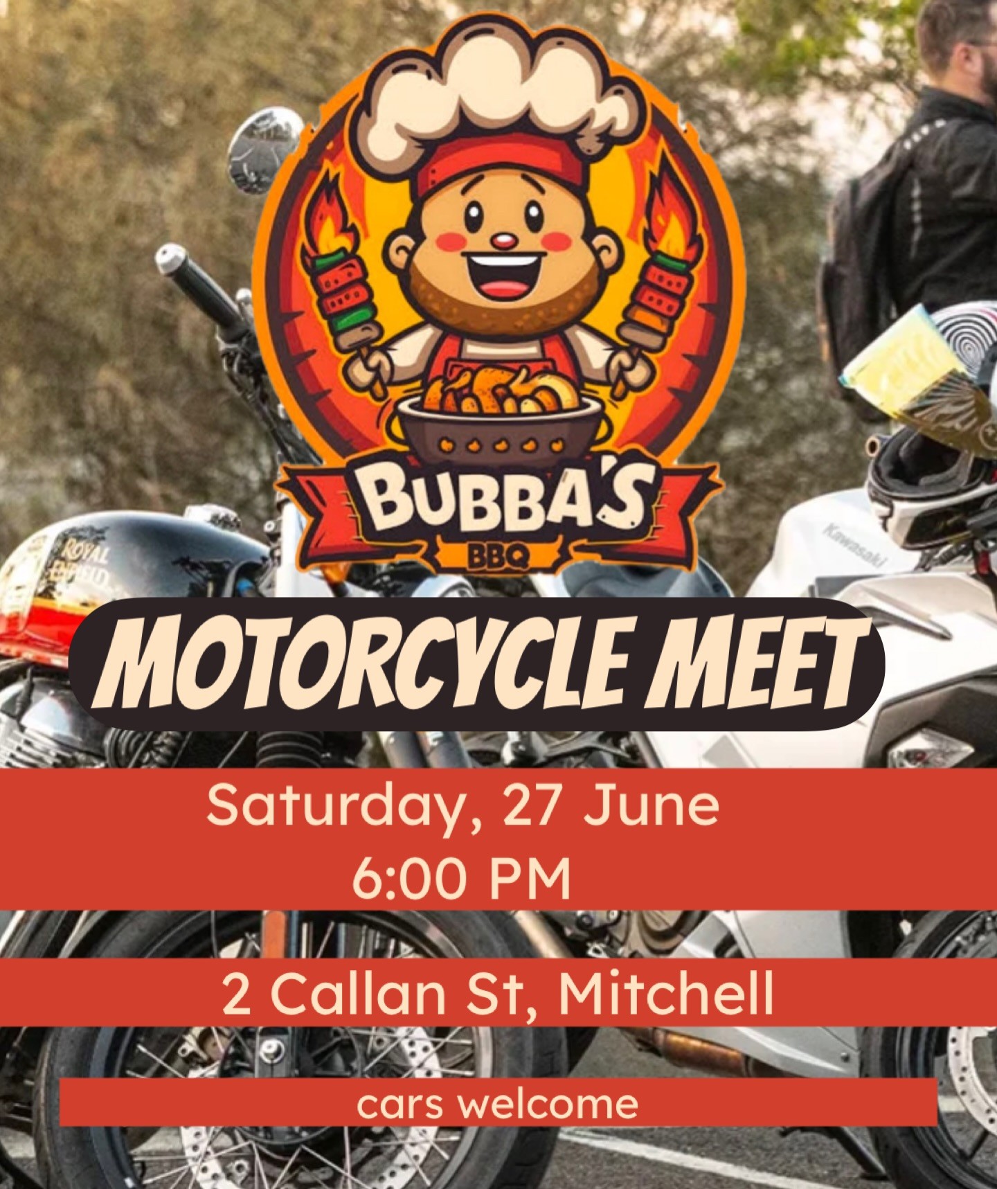 Bubba's BBQ Motorcycle Meet — car meet in Canberra, NSW on Saturday 27 June 2026